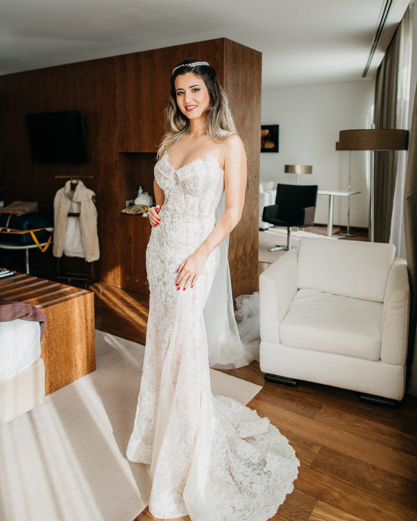 destination wedding palácio estoi retrato de corpo inteiro da noiva