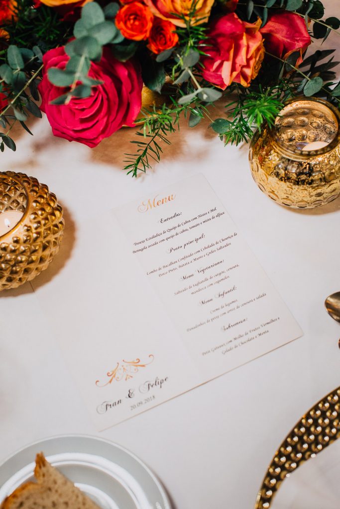 destination wedding palácio estoi menu