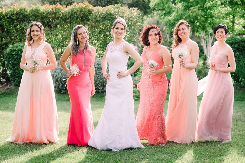 Destination Wedding Madrid Espanha retrato de corpo inteiro das as madrinhas brasileiras