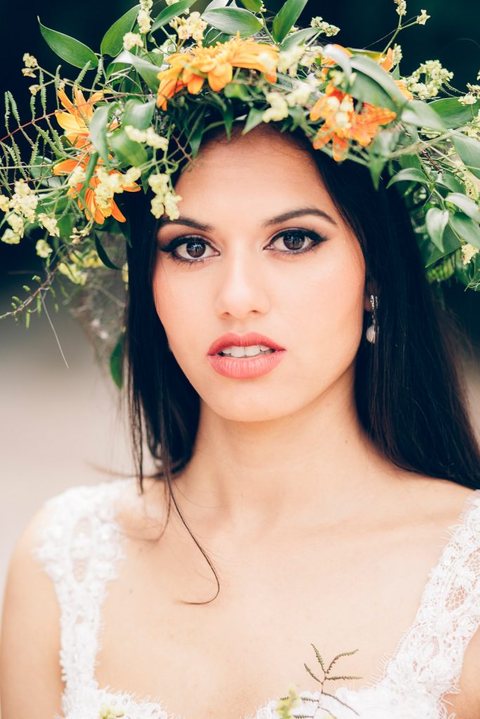 elopement boho quinta de alcube close do rostro da noiva