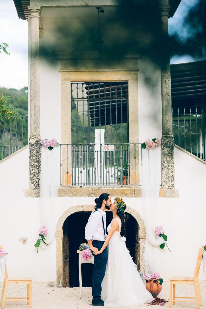 elopement boho quinta de alcube o primeiro beijo