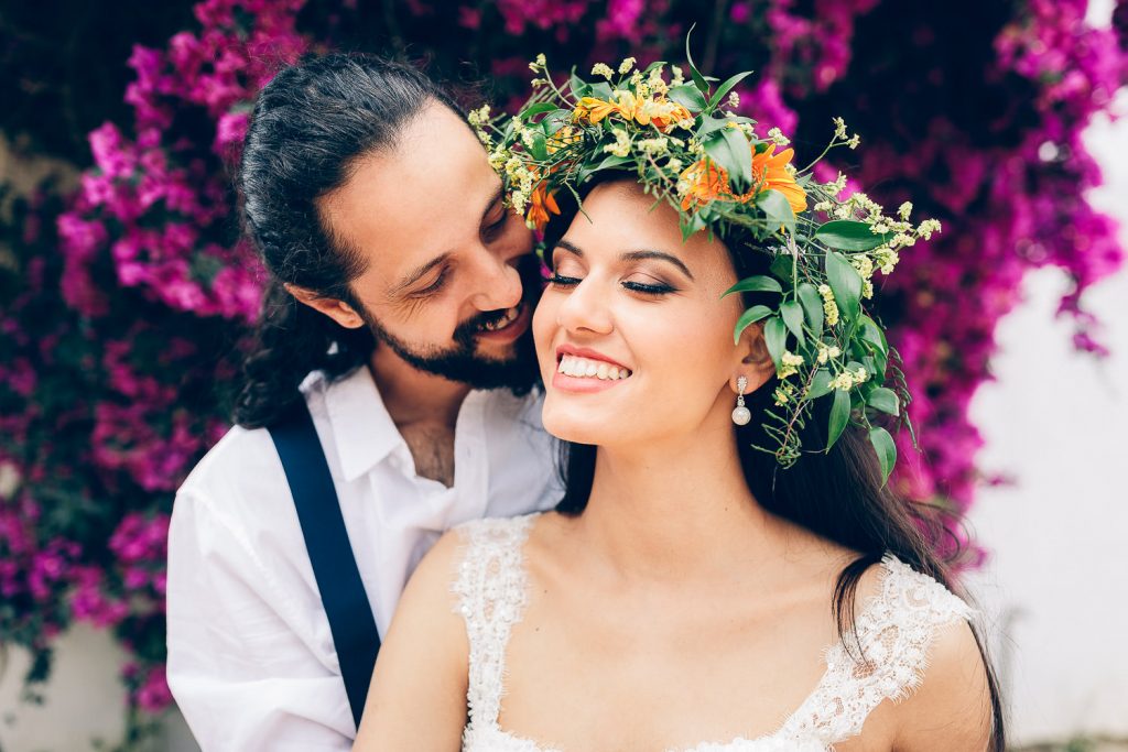 elopement boho quinta de alcube close do rosto do casal