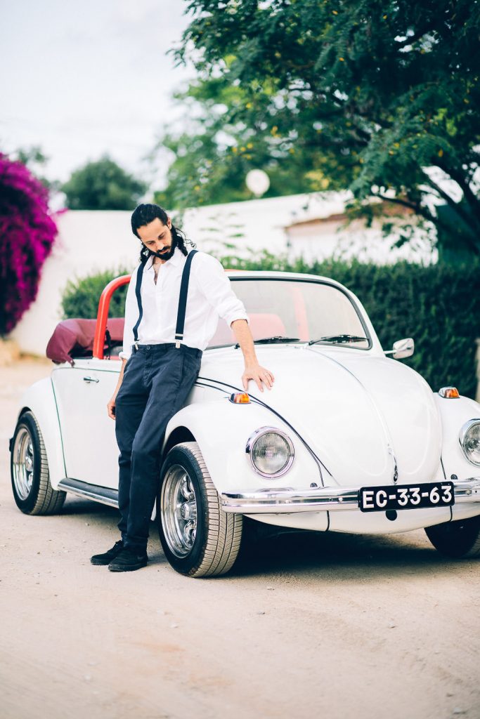 elopement boho quinta de alcube noivo e seu fusca